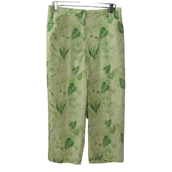 Talbots Pants - Talbots Stretch Cropped Pants Womens 14 Tropical Leaf Print Green Lightweight
